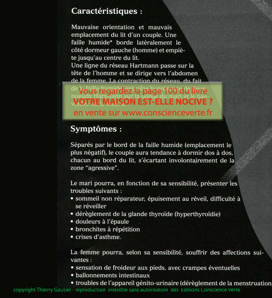 différents symptômes peuvent apparaitre selon l'endroit où on dort et la sensibilité de chacun importance de l'emplacement du lit - faille humide et croisement hartmann