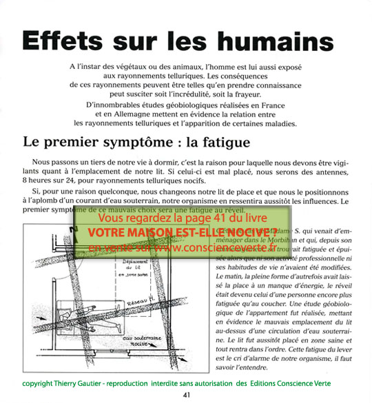 se réveillé fatigué et en manque énergie sont peut-être dus aux rayonnments de l'eau faille et reseaux hartmann rayonnements telluriques et le premier symptome la fatigue